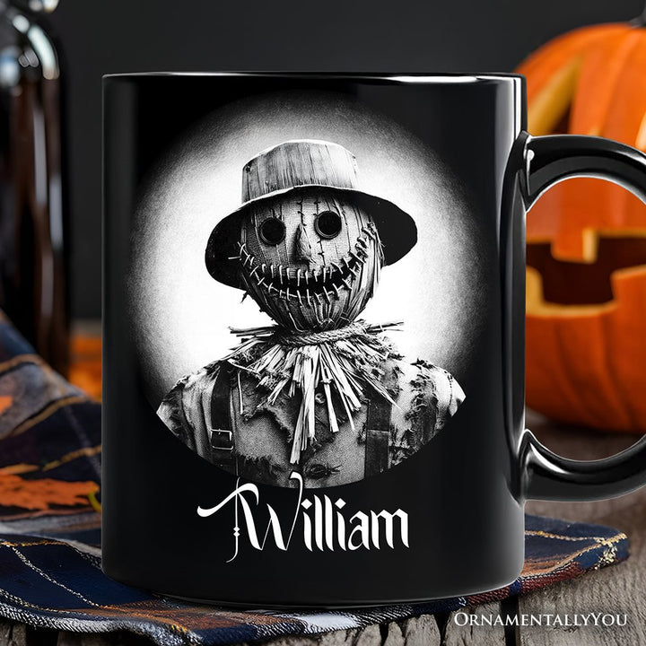 Scarecrow Spooky Portrait Personalized Mug Horror Villain Theme Halloween Gift with Custom Name Personalized Ceramic Mug OrnamentallyYou Black Customized 