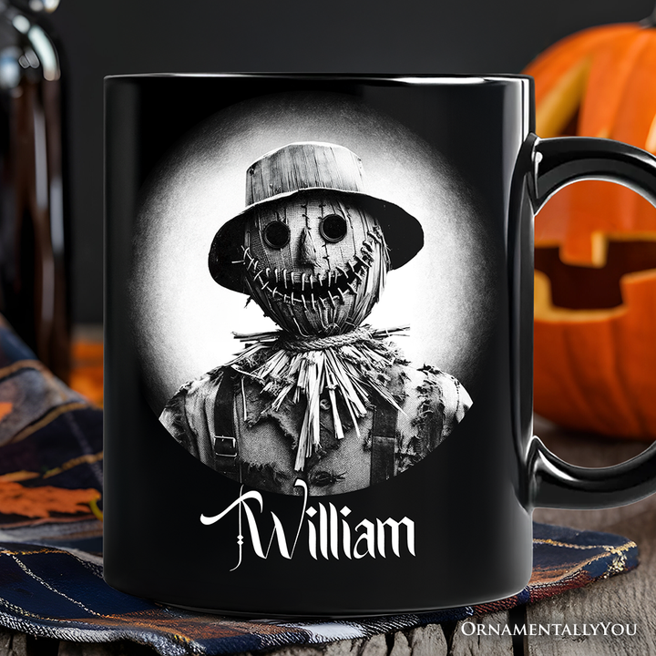 Scarecrow Spooky Portrait Personalized Mug Horror Villain Theme Halloween Gift with Custom Name