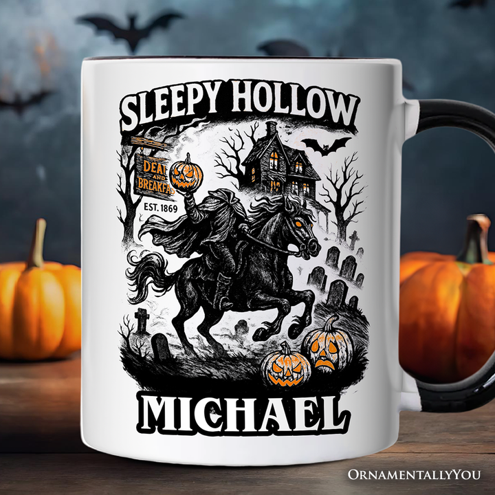 Sleepy Hollow Headless Horseman Personalized Mug, Gothic Haunted Halloween Gift with Custom Name