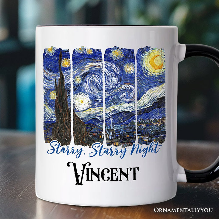 Vincent Van Gogh The Starry Night Personalized Mug, Famous Painting Gift with Custom Name Personalized Ceramic Mug OrnamentallyYou White - Black Customized 