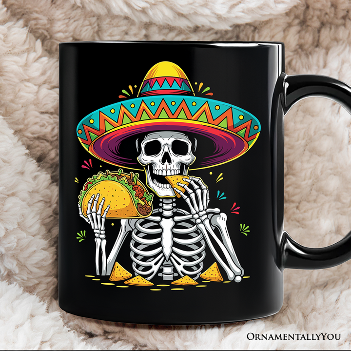 Taco Skeleton Cinco De Mayo Mug, Funny Mexican Skull Sombrero Souvenir Gift