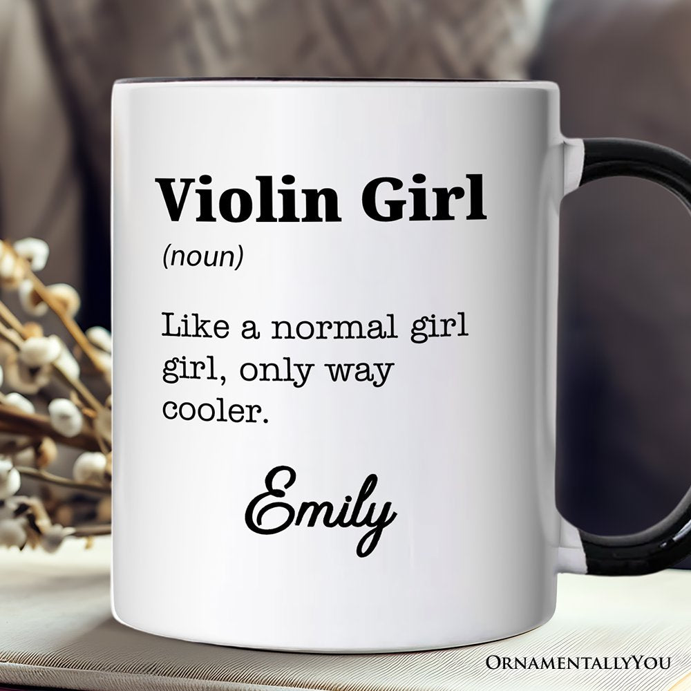 Violin Girl Definition Personalized Mug, Fun Musician Gift for Cool Violinists with Custom Name Personalized Ceramic Mug OrnamentallyYou 