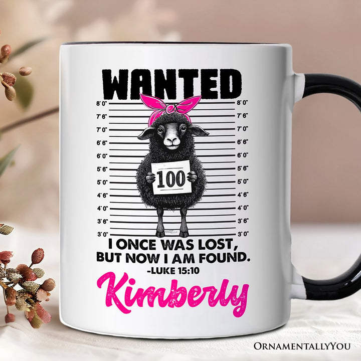 I Once Was Lost But Now I Am Found Luke 1510 Christian Personalized Mug, Wanted Black Sheep Gift with Custom Name Personalized Ceramic Mug OrnamentallyYou White - Black Customized 