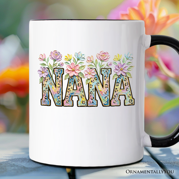 Wildflower Nana Floral Printed Faux Oil Paint Mug, Mother's Day Grandmother Gift