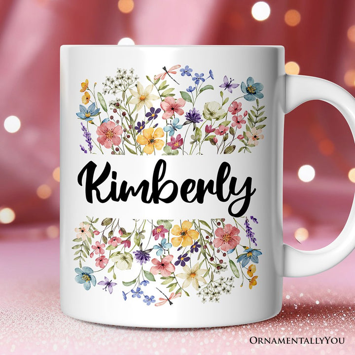 Wildflowers Personalized Mug, Flowers Custom Gift with Name for Women Personalized Ceramic Mug OrnamentallyYou 12oz Mug Customized 