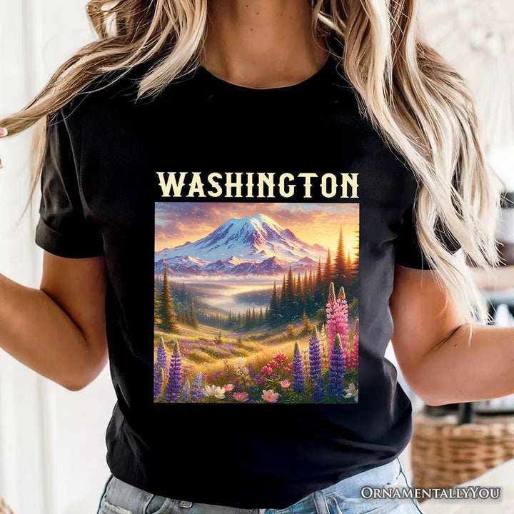 Artistic Mount Rainier Washington State T-Shirt, National Park Tee and Pacific Northwest Souvenir T-Shirts OrnamentallyYou 