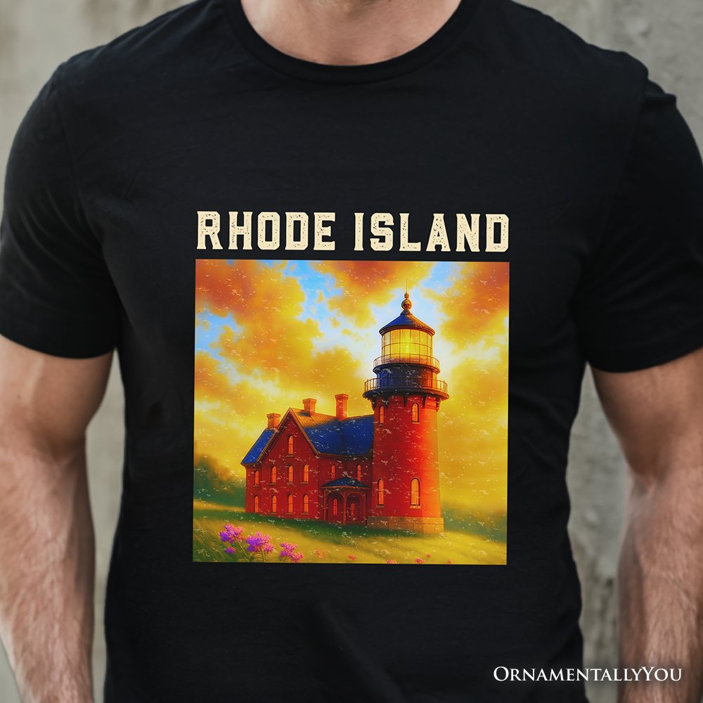 Charming Rhode Island State Southeast Lighthouse T-Shirt, Block Island Coastal Landmark Tee and Seaside Souvenir T-Shirts OrnamentallyYou 
