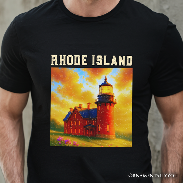Charming Rhode Island State Southeast Lighthouse T-Shirt, Block Island Coastal Landmark Tee and Seaside Souvenir