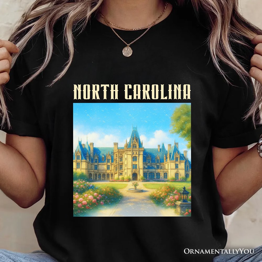 Elegant Biltmore Estate North Carolina State T-Shirt, Asheville Landmark Tee and Heritage Souvenir T-Shirts OrnamentallyYou 