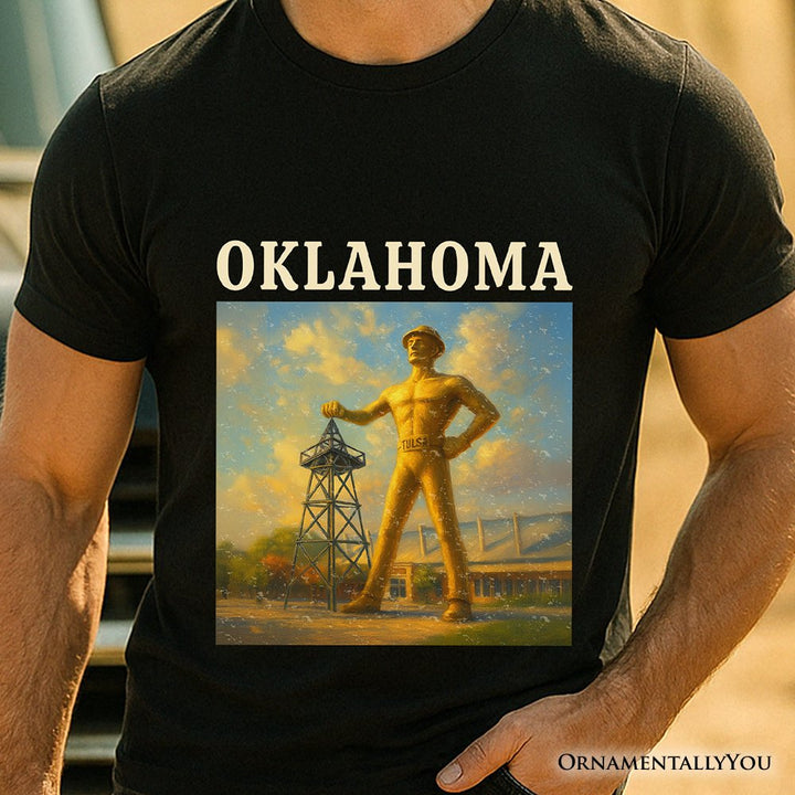 Iconic Oklahoma State Oil Heritage T-Shirt, Tulsa Golden Driller Landmark Tee and Travel Souvenir T-Shirts OrnamentallyYou 