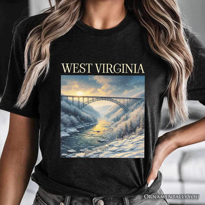 Scenic West Virginia State New River Gorge Bridge T-Shirt, Landscape Appalachian Tee and Souvenir