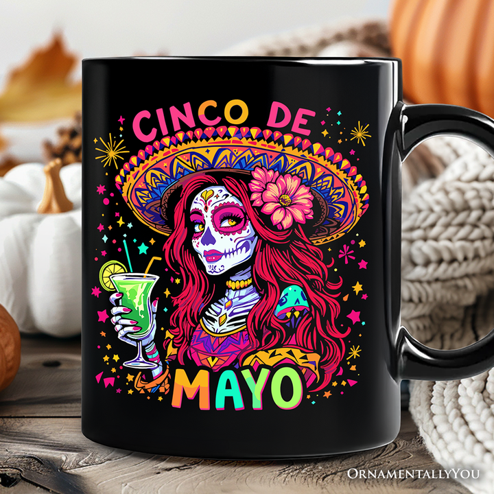 Sugar Skull Girl Cinco De Mayo Mug, Mexican Margarita Sombrero Fiesta Souvenir Gift