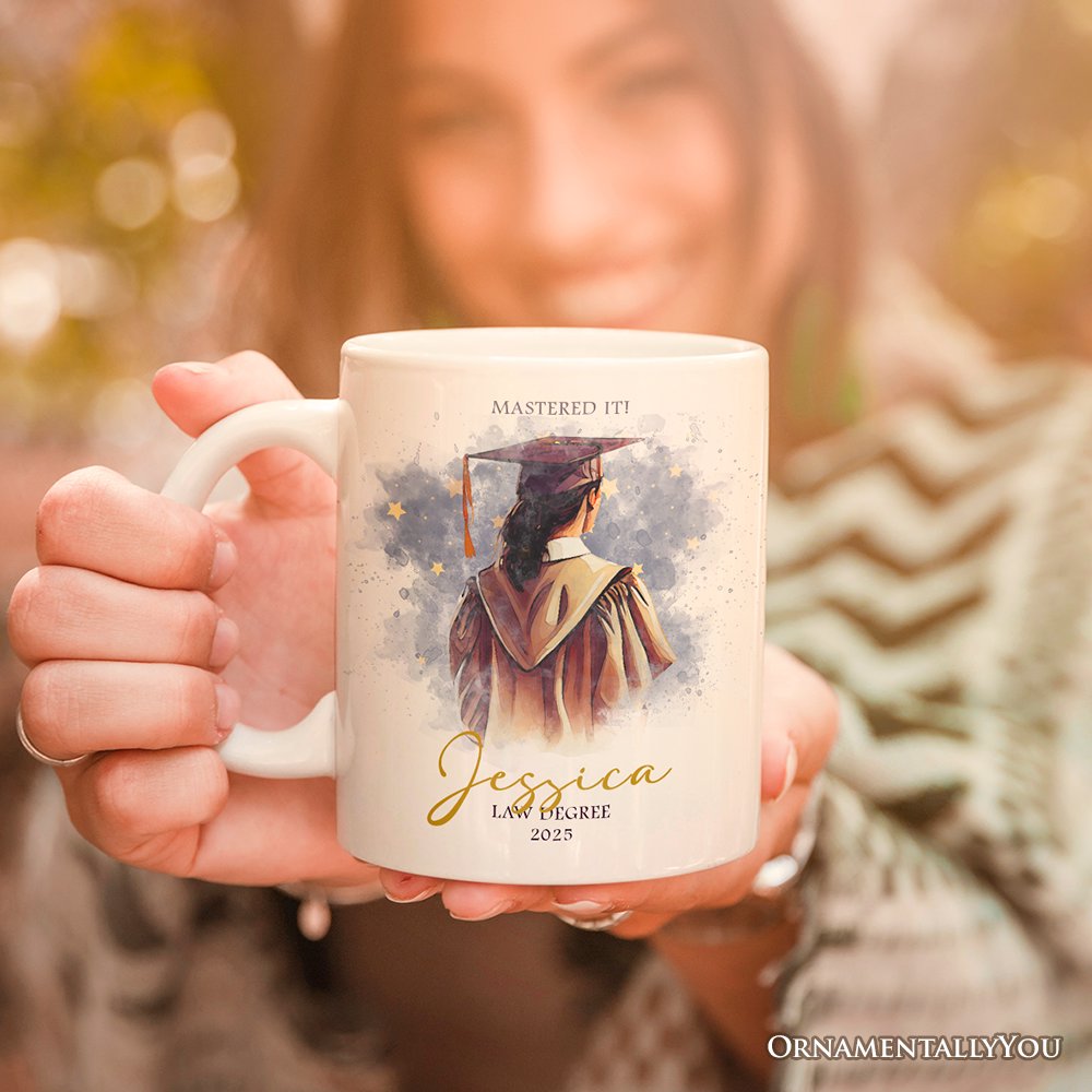 Female Graduation Personalized Mug, Student Custom Gift with Name Personalized Ceramic Mug OrnamentallyYou 