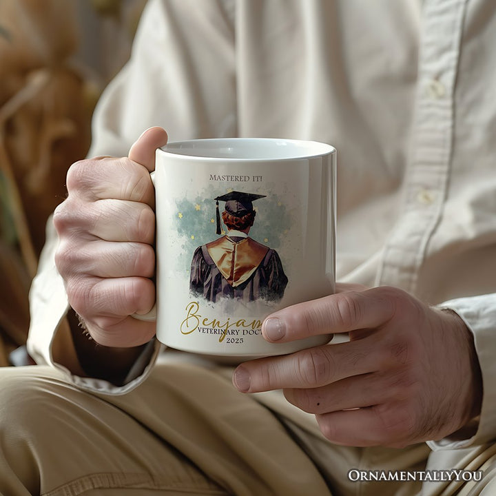Male Graduation Personalized Mug, Student Custom Gift with Name Personalized Ceramic Mug OrnamentallyYou 