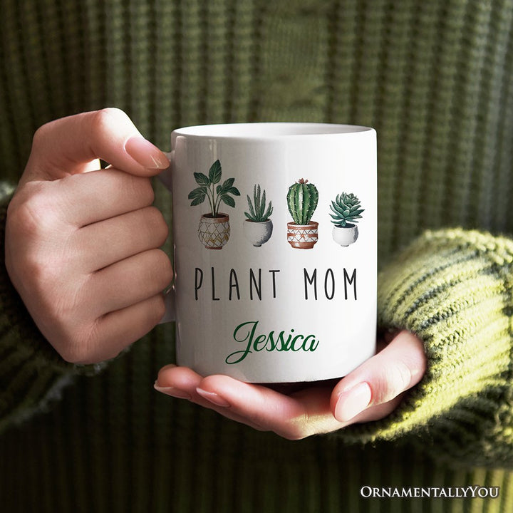 Minimalist Plant Mom Personalized Mug, Custom Gift with Name for Plant Lovers Personalized Ceramic Mug OrnamentallyYou 