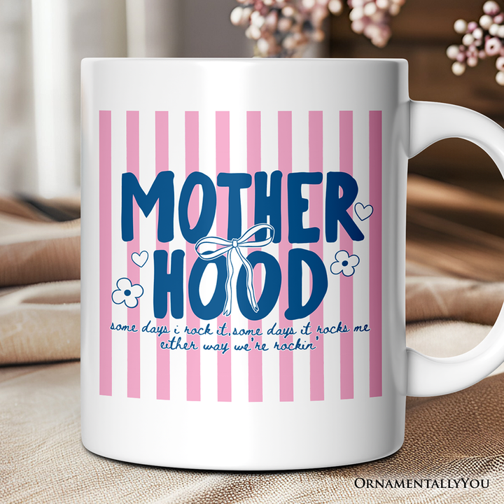 Motherhood Striped Mug, Rockin' Trendy Preppy Mom Gift