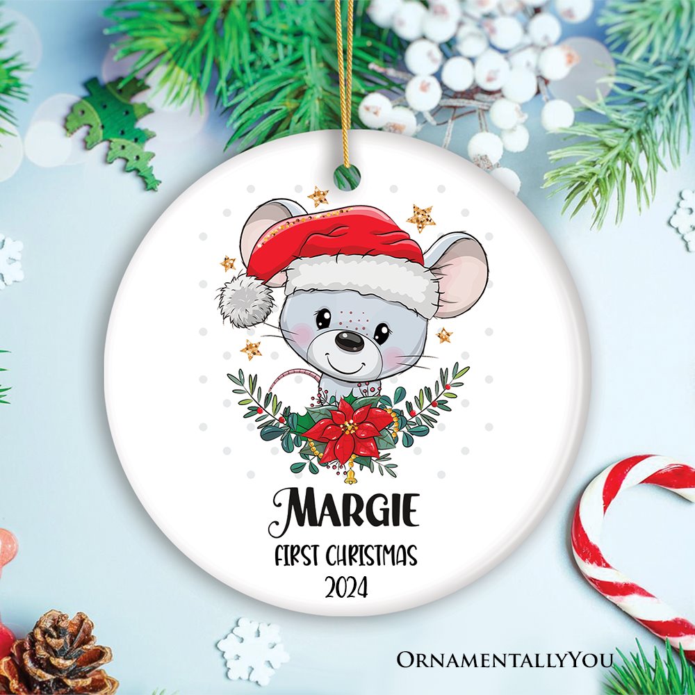 Baby's First Christmas Mouse Custom Ornament Ceramic Ornament OrnamentallyYou Circle 