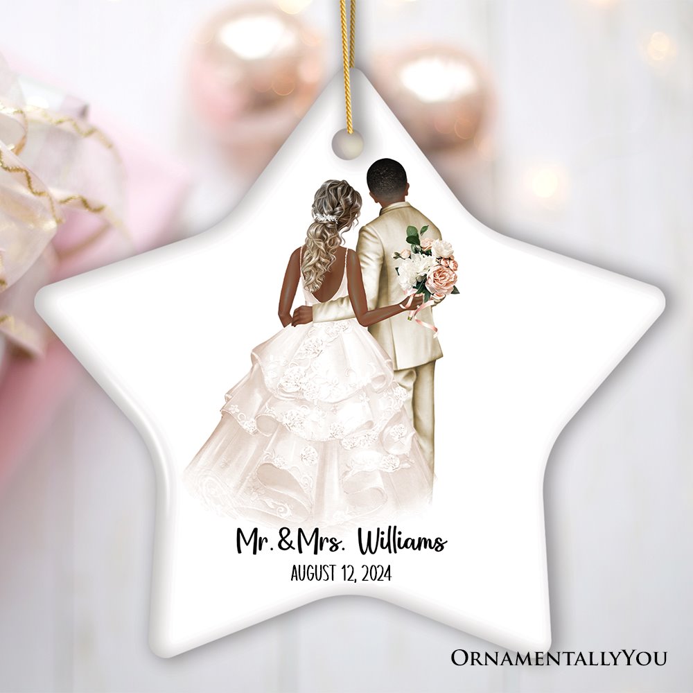 Bride and Groom Wedding Married Couple Gift Ornament Personalized Ceramic Ornament OrnamentallyYou Star 