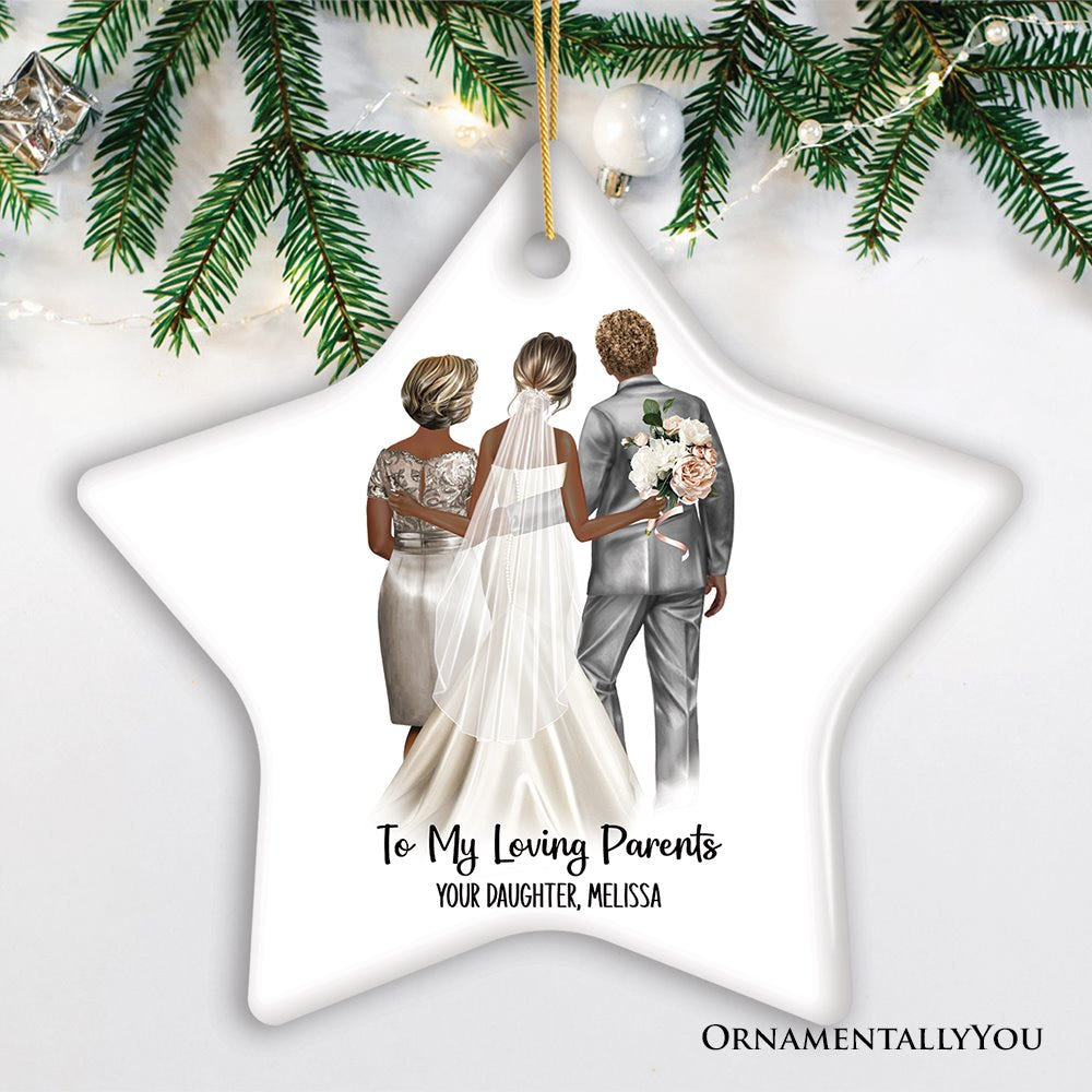 Bride with Parents Wedding Gift Customized Ornament Ceramic Ornament OrnamentallyYou Star 