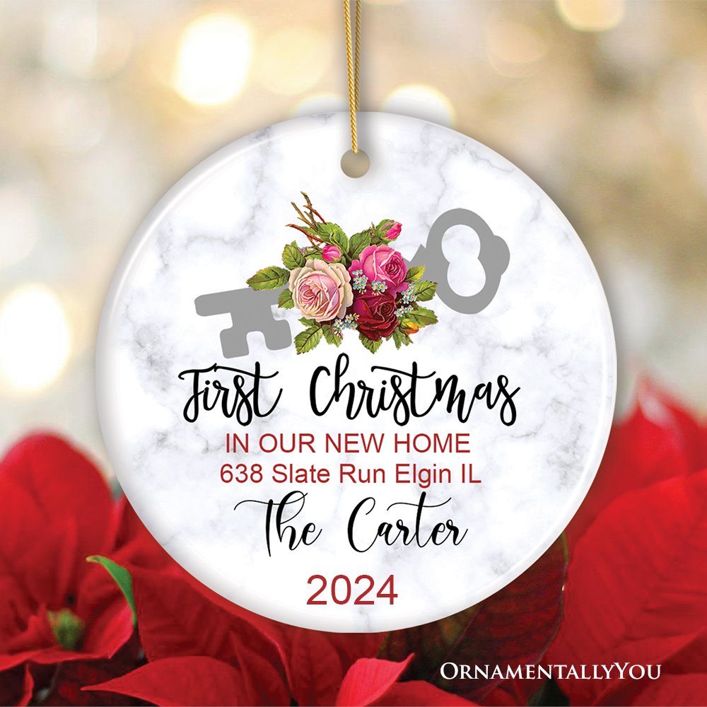 First Christmas in New Home Personalized Ornament Ceramic Ornament OrnamentallyYou 