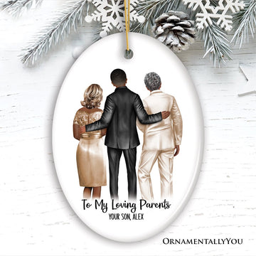 Groom with Parents Wedding Gift Customized Ornament Ceramic Ornament OrnamentallyYou Oval 