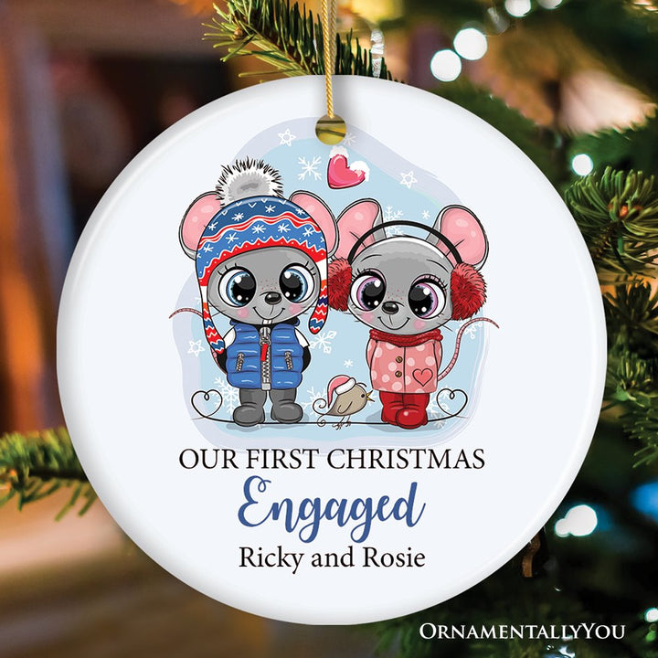 Our First Christmas Married-Engaged Mouse Ornament Ceramic Ornament OrnamentallyYou Circle 