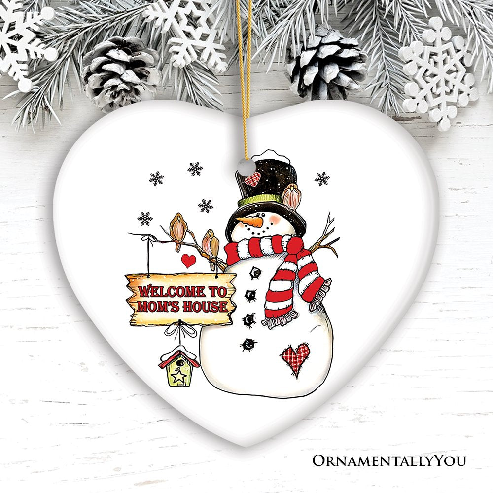 Personalized Snowman Christmas Ornament, Family Gift Ceramic Ornament OrnamentallyYou Heart 