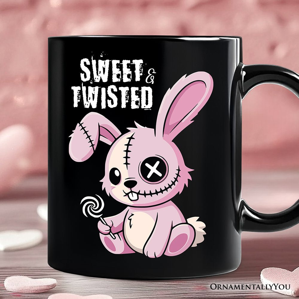 Pink Zombies Bunny Cute Mug, Cute Gothic Halloween Gift Personalized Ceramic Mug OrnamentallyYou Black Non-Custom 