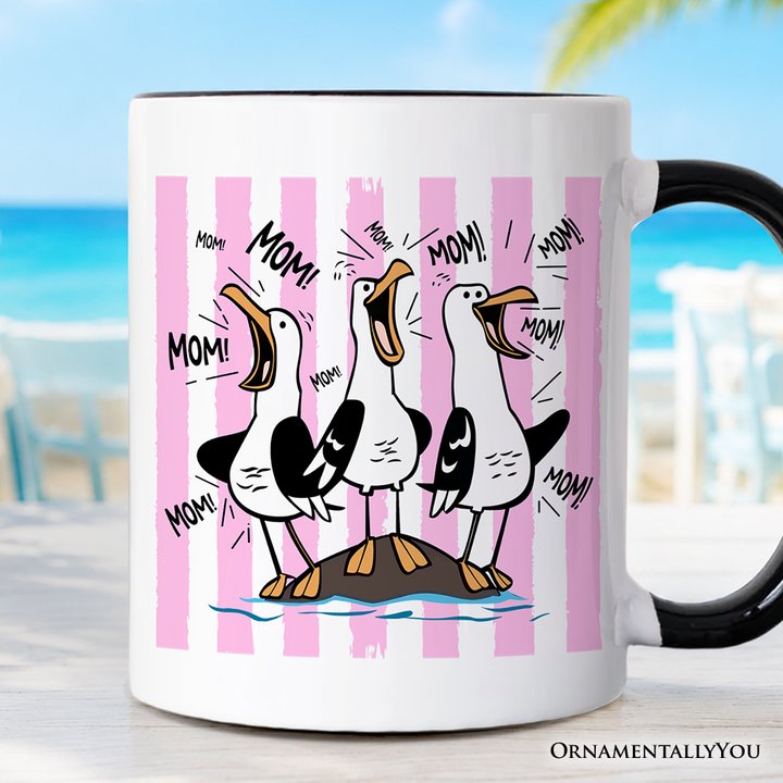 Seagull Mom Coquette Mug, Funny Beach Gift for Mothers