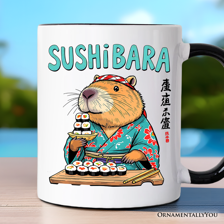 Sushibara Capybara Mug, Funny Sushi Animal Gift