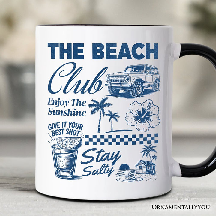 Vintage Coastal Summer Vacation Personalized Mug, The Beach Club Stay Salty Gift with Custom Name Personalized Ceramic Mug OrnamentallyYou 