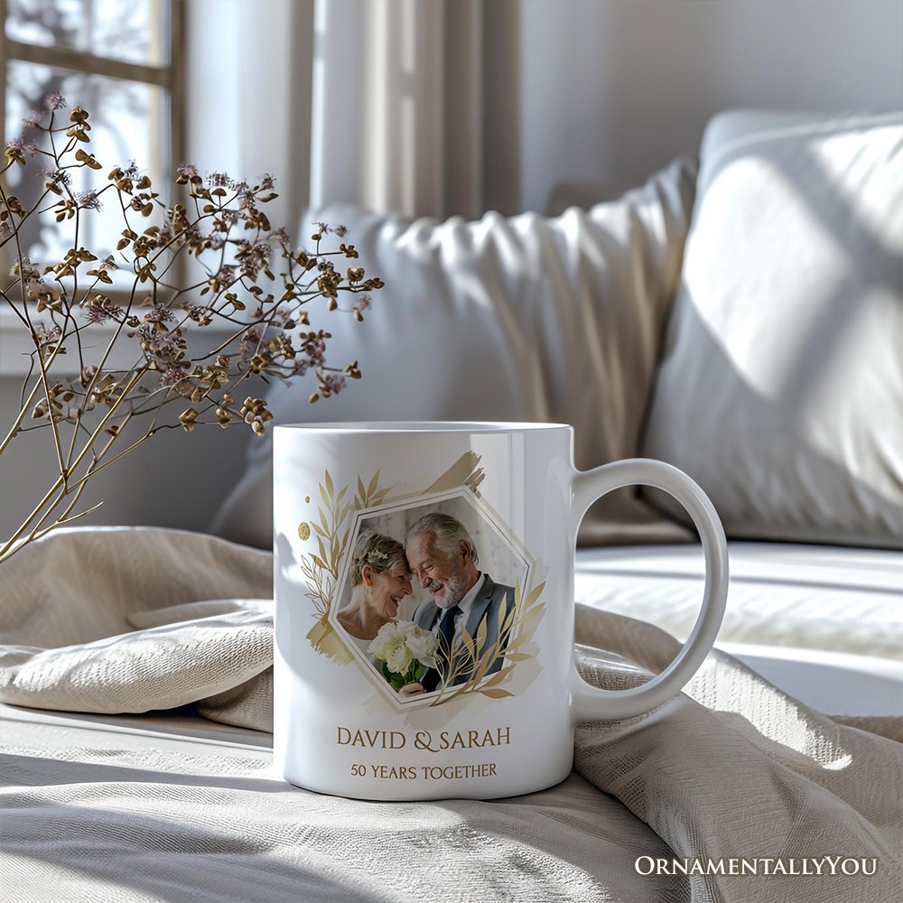 Wedding Photo Upload Personalized Mug, Anniversary Keepsake Custom Gift Personalized Ceramic Mug OrnamentallyYou 