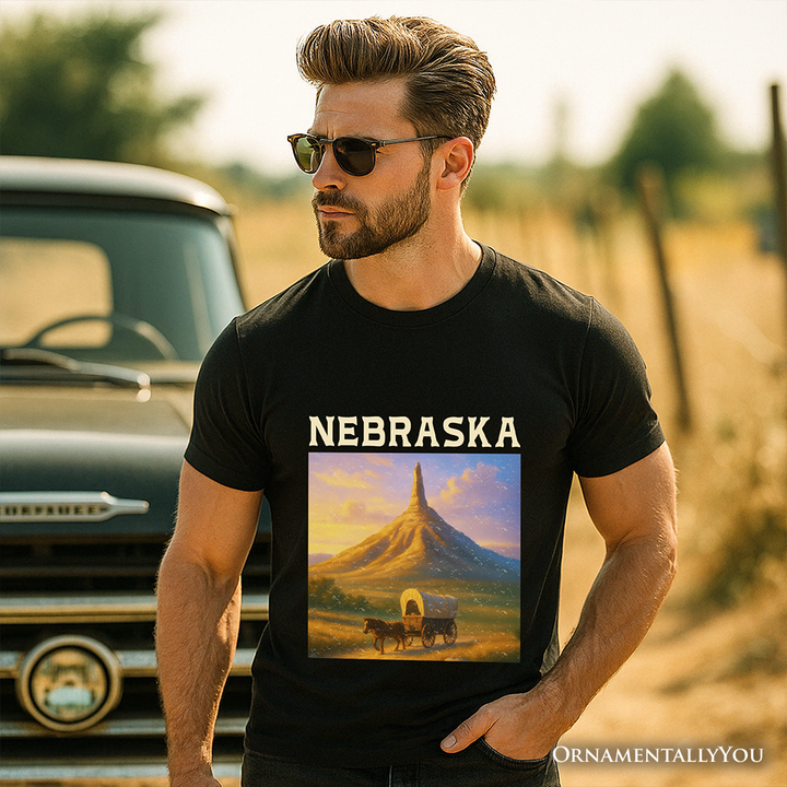 Scenic Nebraska State Chimney Rock Scenic T-Shirt, Western Landmark Tee and Historic Trail Keepsake Souvenir