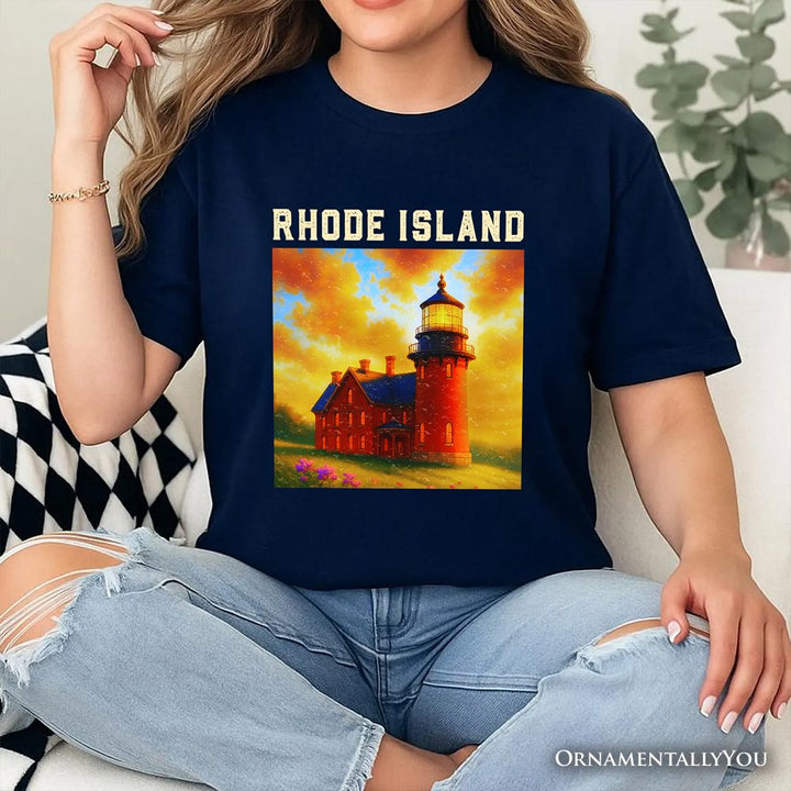 Charming Rhode Island State Southeast Lighthouse T-Shirt, Block Island Coastal Landmark Tee and Seaside Souvenir T-Shirts OrnamentallyYou 