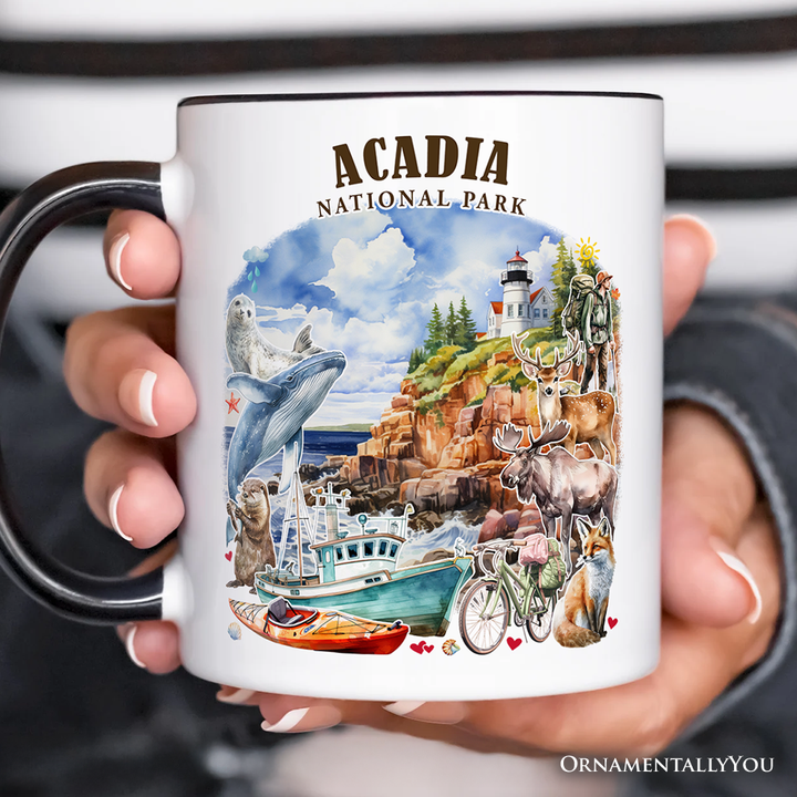 Majestic Acadia National Park Artwork Personalized Mug, Maine Travel Gift and Souvenir with Custom Name