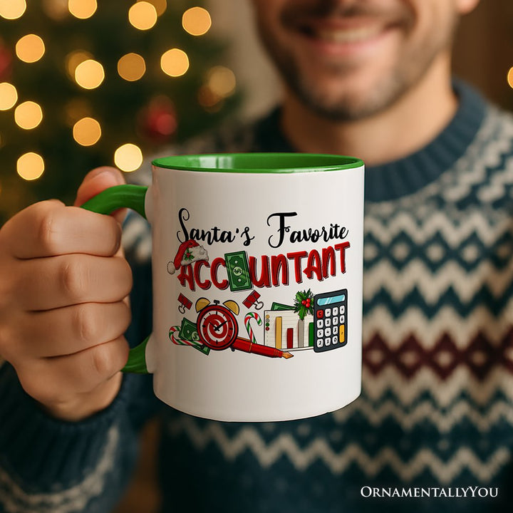 Santa's Favorite Accountant Personalized Mug, Tax Bookkeeper and CPA Christmas Gift with Custom Name Personalized Ceramic Mug OrnamentallyYou 