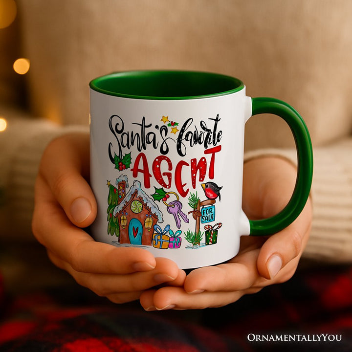 Santa’s Favorite Real Estate Agent Personalized Mug, Appreciation Gift for Realtor and Sales Closing with Custom Name Personalized Ceramic Mug OrnamentallyYou 