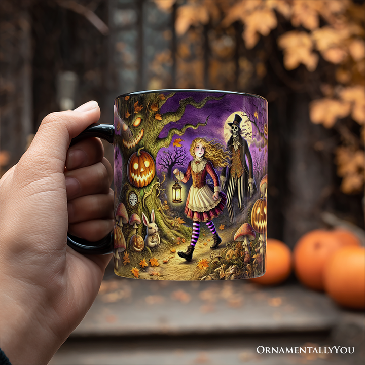 Spooky Parable Alice’s Adventure in Wonderland Personalized Mug, Halloween Ceramic Gift with Custom Name