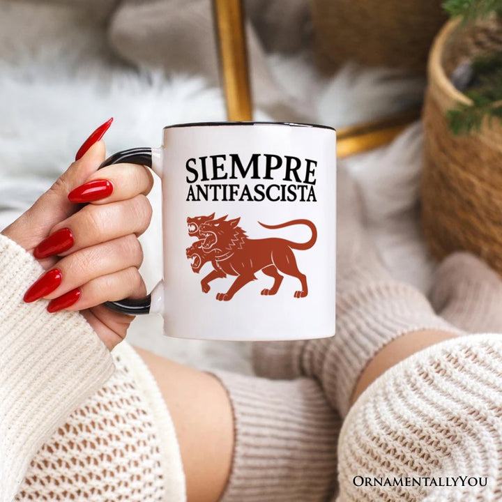 Siempre Antifascista Personalized Mug, Anti Fascism Protest Activist Gift with Custom Name OrnamentallyYou 