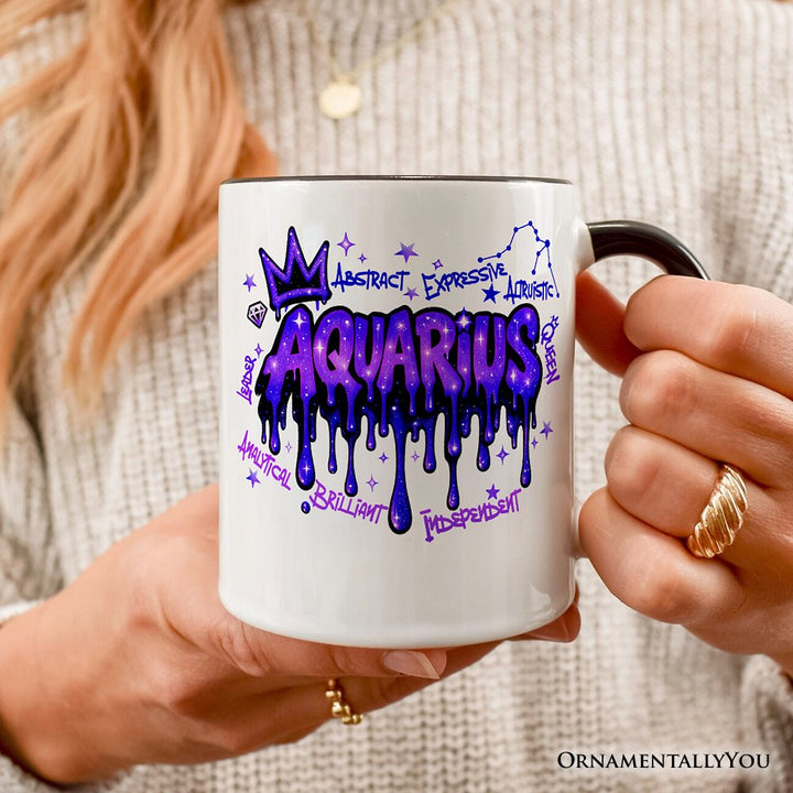 Aquarius Graffiti Zodiac Personalized Mug, Street Style Astrology Horoscope Gift with Custom Name Personalized Ceramic Mug OrnamentallyYou 