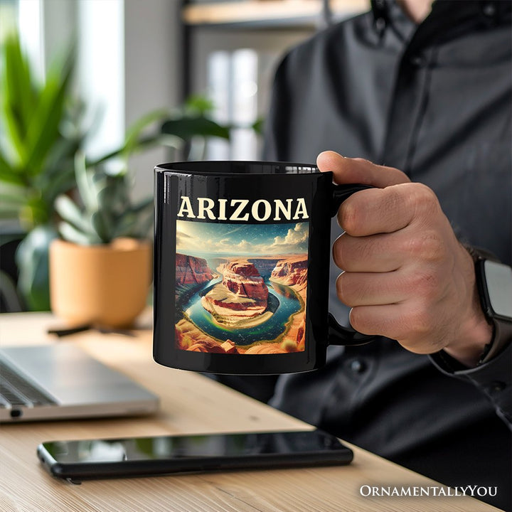 Scenic Arizona State Desert Canyon Vintage Personalized Mug, Horseshoe Bend Gift and Southwest Nature Souvenir with Custom Name Personalized Ceramic Mug OrnamentallyYou 