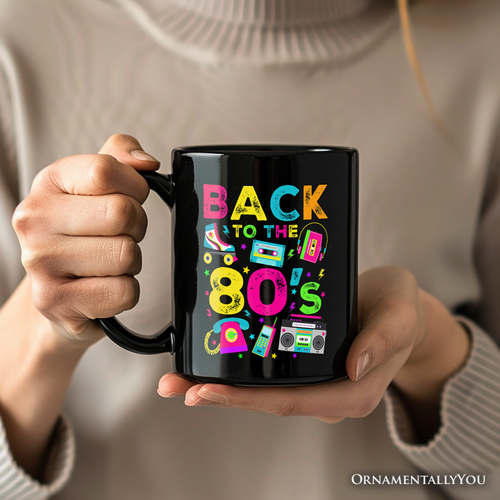 Back To The 80s Personalized Mug, Colorful Retro Eighties Party Gift with Custom Name