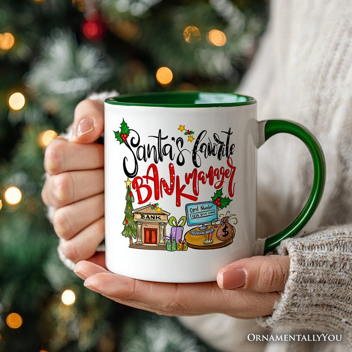 Santa’s Favorite Bank Manager Christmas Personalized Mug, Appreciation Gift with Custom Name Personalized Ceramic Mug OrnamentallyYou 