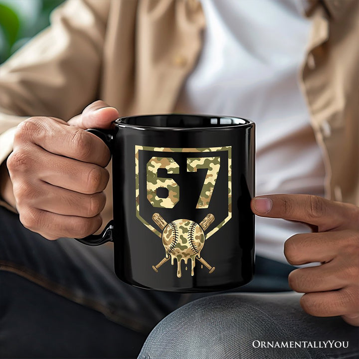 67 Camo Baseball Drip Personalized Mug, Six Seven Cool Game Day Sports Gift with Custom Name Personalized Ceramic Mug OrnamentallyYou 