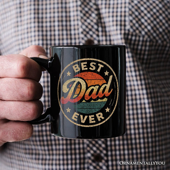 Best Dad Ever Retro Sunset Personalized Mug, Vintage Fathers Gift with Custom Name Personalized Ceramic Mug OrnamentallyYou 