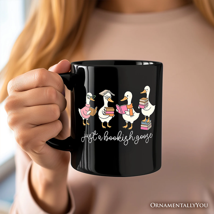 Just a Bookish Goose Personalized Mug, Funny Nerdy Book Readers Gift with Custom Name