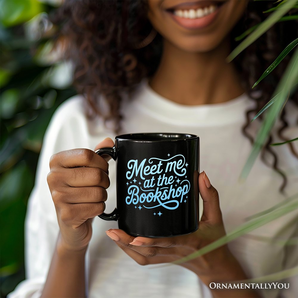 Meet Me At The Bookshop Personalized Mug, Cute Bookworm Quote Gift with Custom Name Personalized Ceramic Mug OrnamentallyYou 