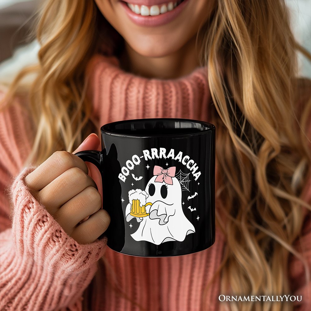 Boo-Rracha Halloween Ghost Personalized Mug, Funny Mexican Drunk Gift with Custom Name and Spooky Vibes Personalized Ceramic Mug OrnamentallyYou 