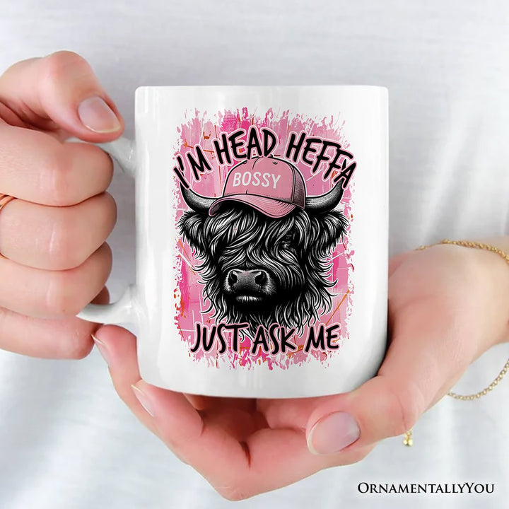 Bossy Highland Cow Personalized Mug, Head Heifer Funny Western Gift with Custom Name Personalized Ceramic Mug OrnamentallyYou 