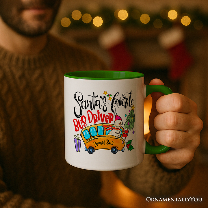 Santa’s Favorite School Bus Driver Personalized Mug, Appreciation Christmas Gift with Custom Name